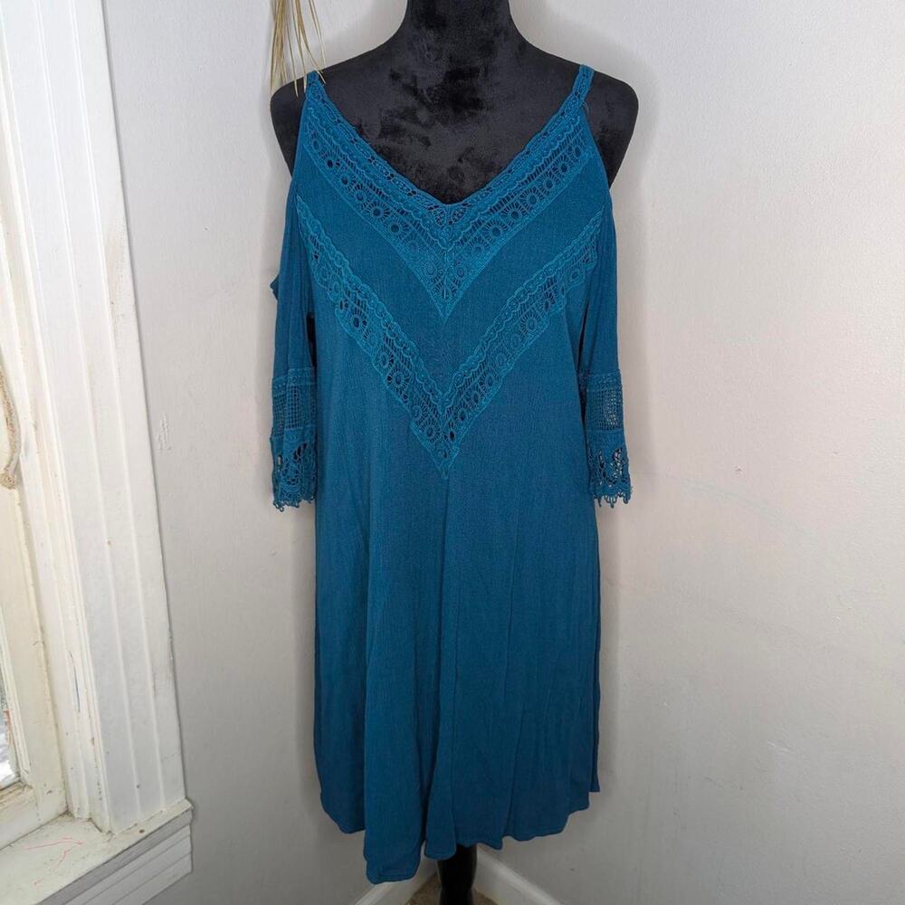 Teal/blue off shoulder dress